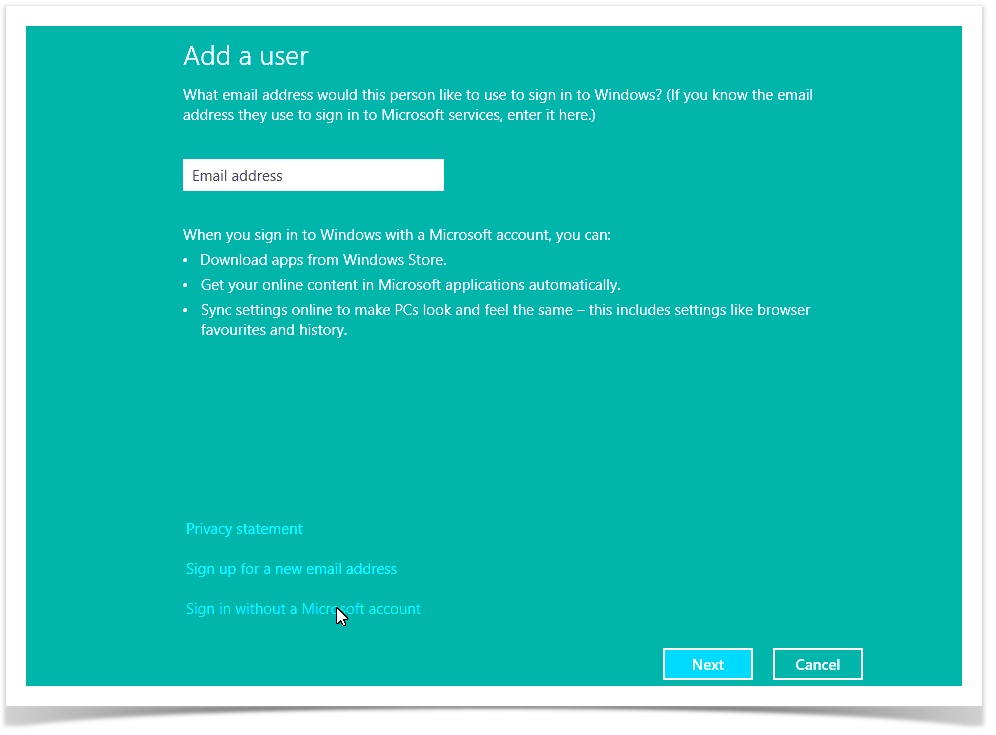 win 8 add a user
